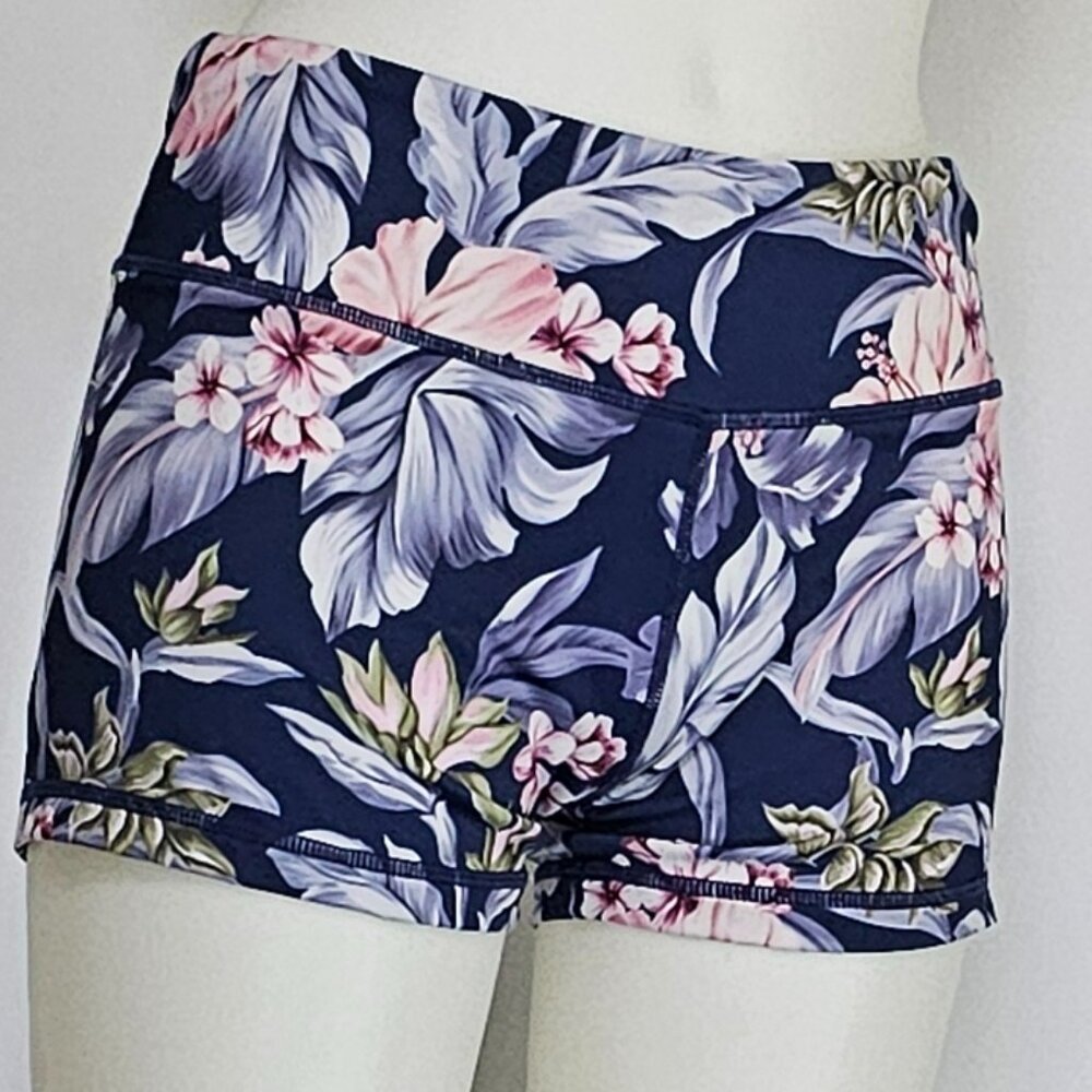 Tropical Floral High-Waist Athletic Shorts – Stretch Fit, Soft & Stylish